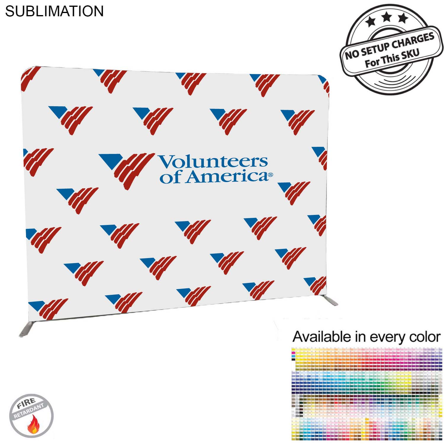 Volunteer, Non-for-profit 8'W x 8'H EuroFit Tension Fabric Straight Wall Display Kit, Double Sided 7