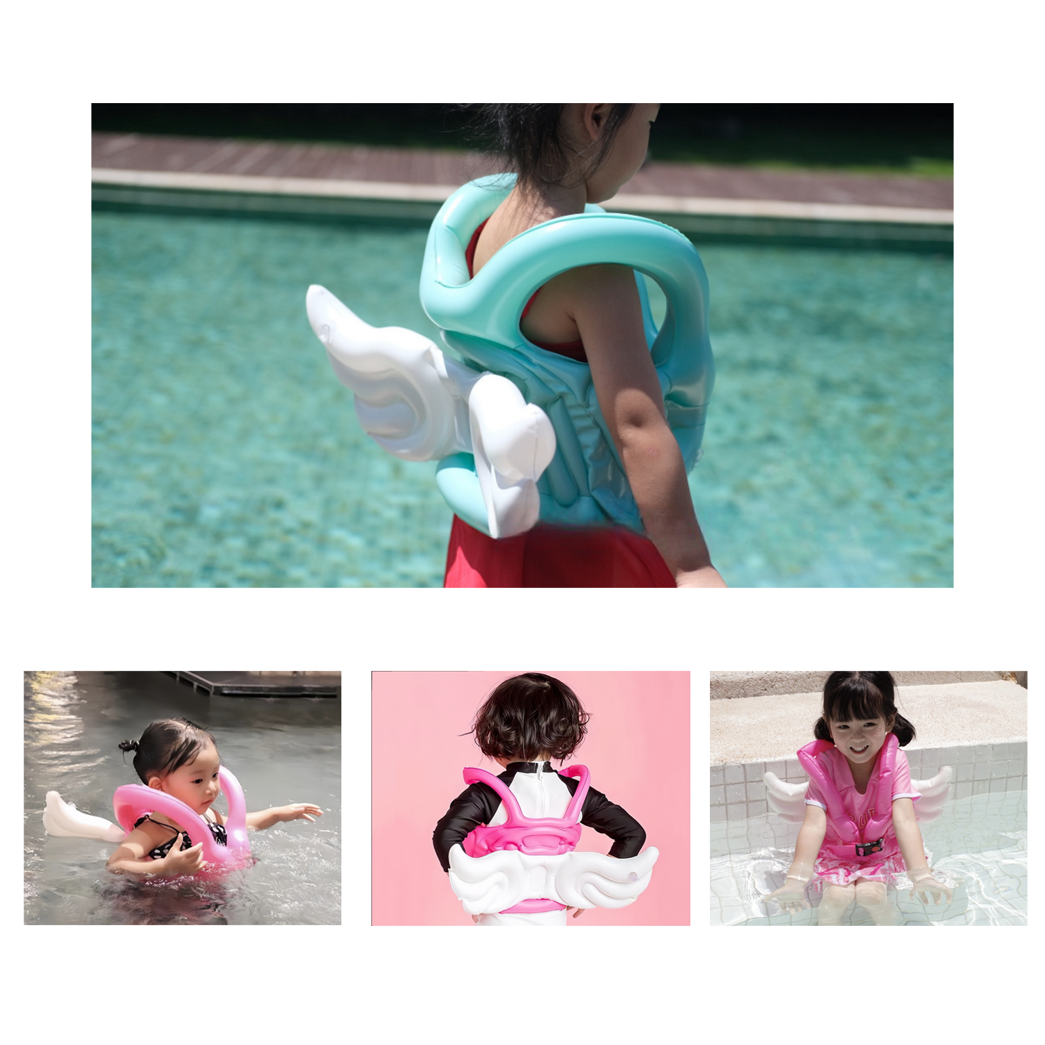 Children's cherub wings inflatable vest swimsuit 2