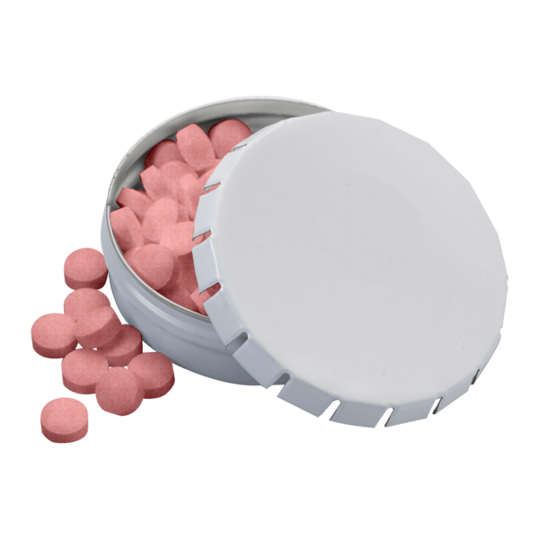 2 1/8" Large Round Push Tin with Mints 10