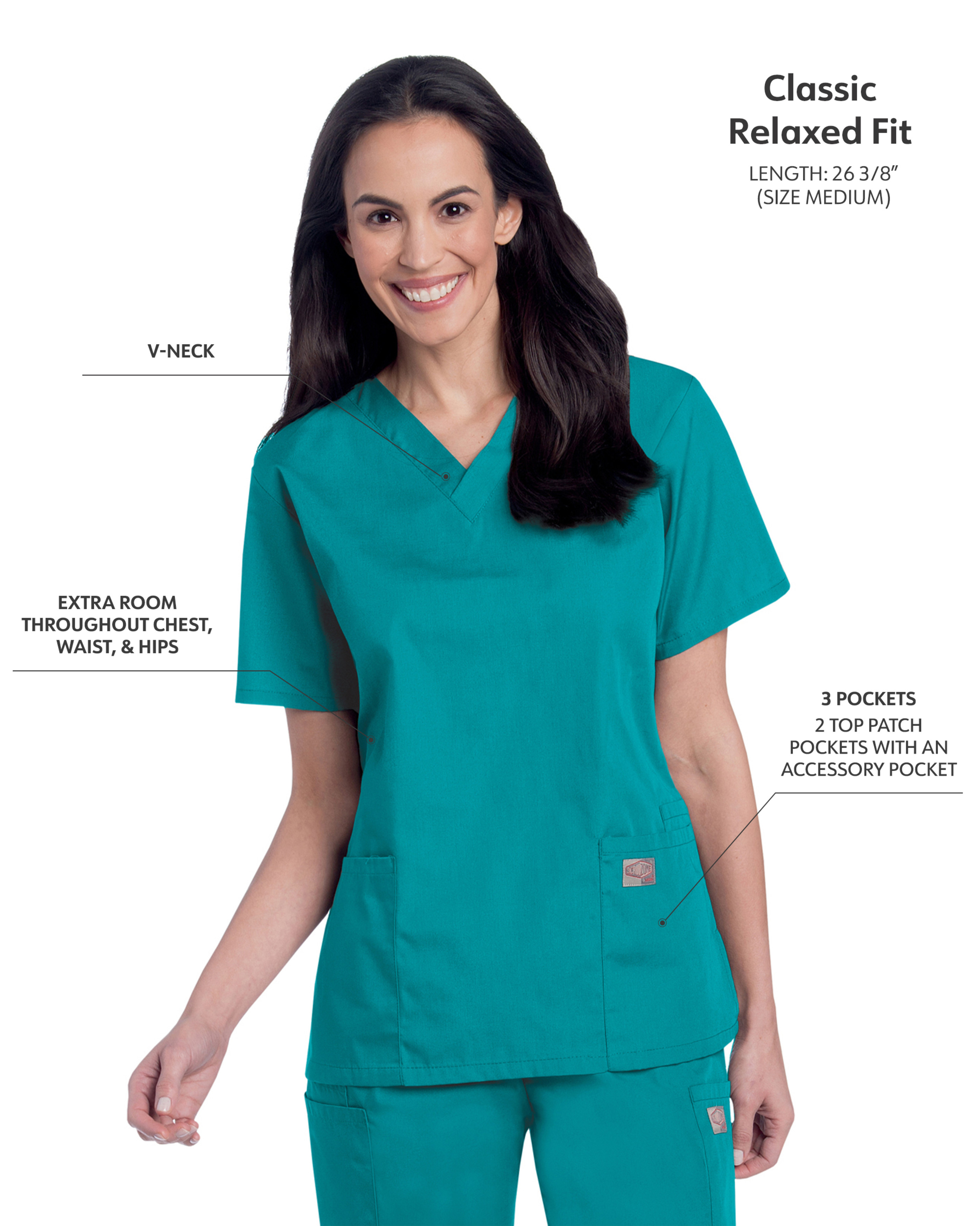 Landau - ScrubZone - Women's Three-Pocket Clean Back V-Neck Top 2