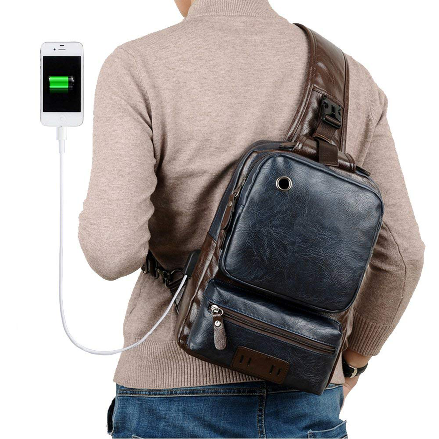 Crossbody Pu Leather Shoulder Backpack 3