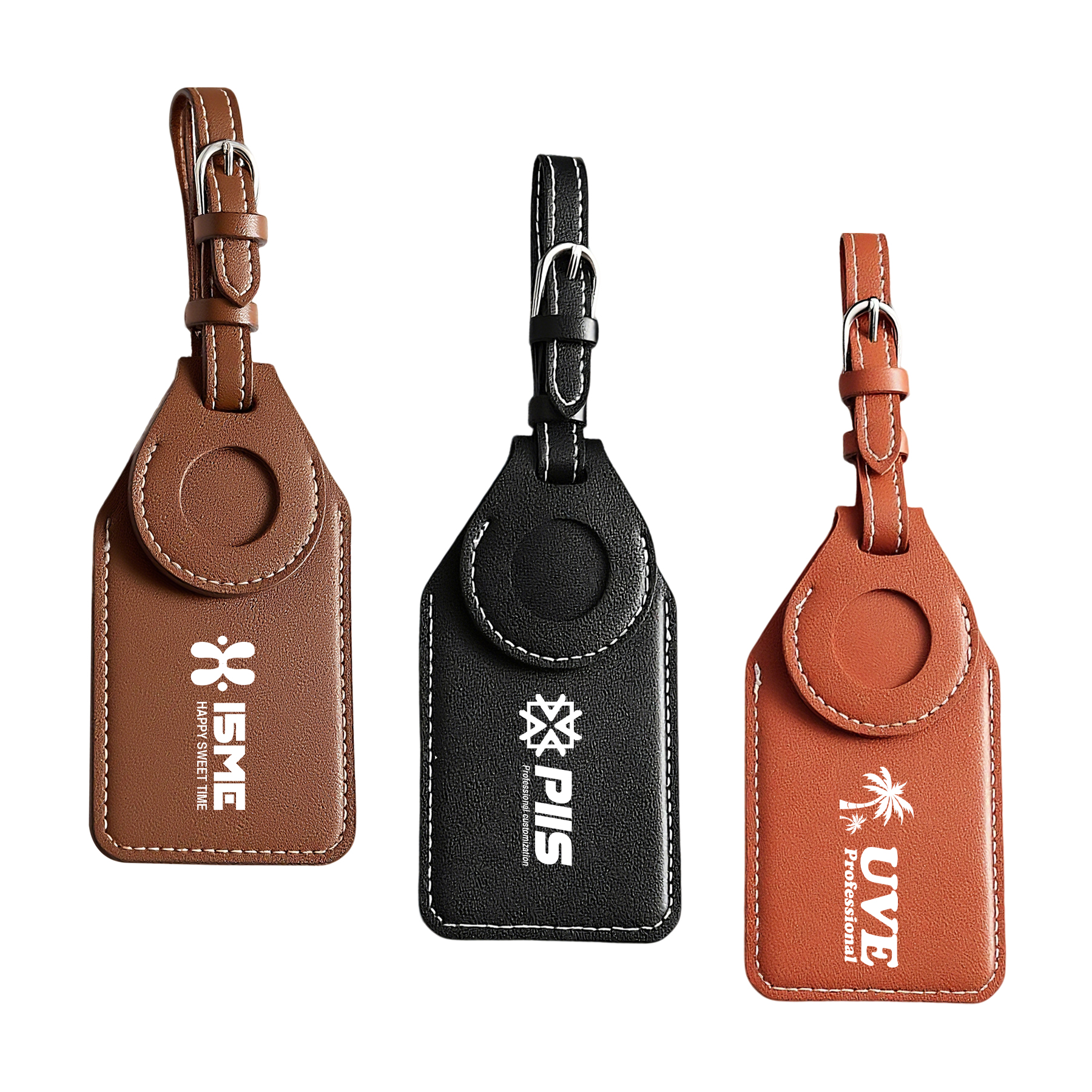 PU Leather Luggage Tag With Airtag Holder 2