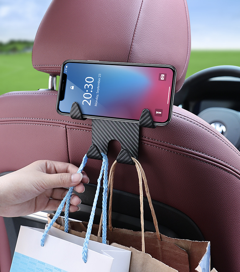 Car Headrest Hooks With Phone Holder 4
