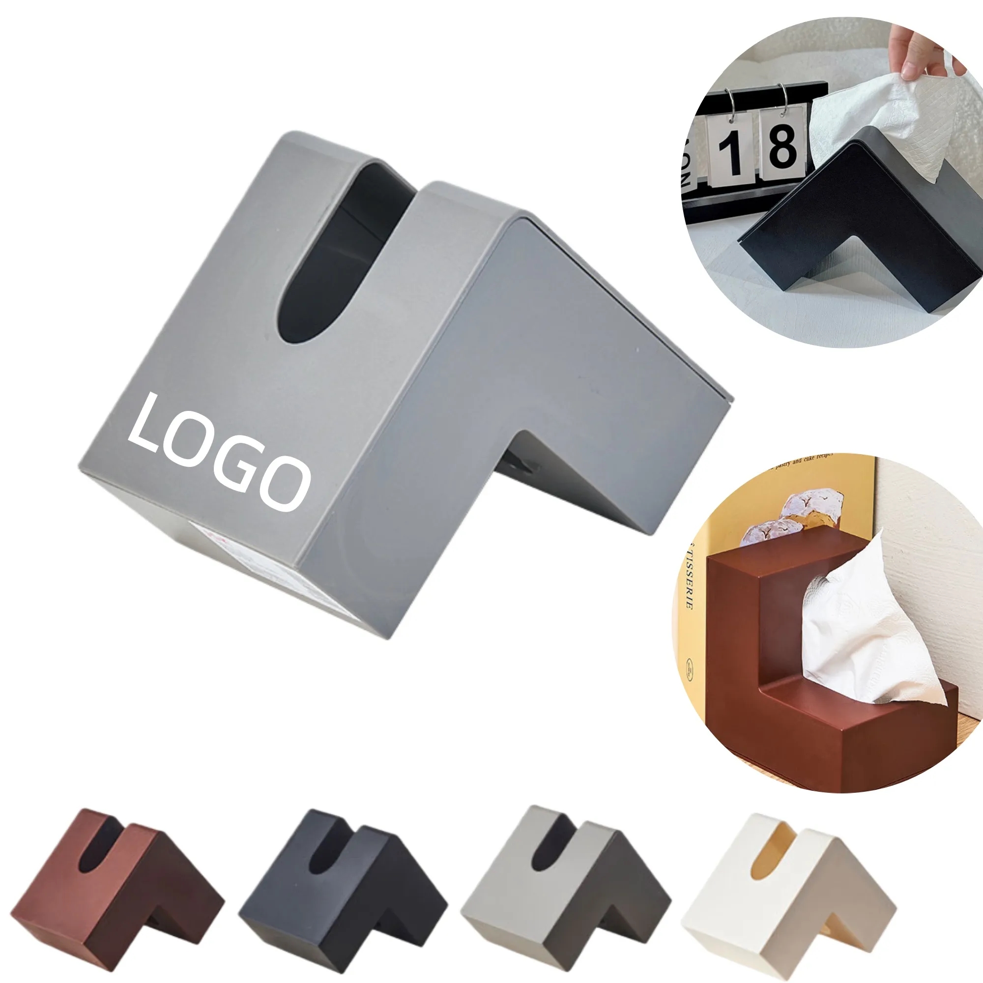 Plastic Folio Tissue Box Cover Multifunction L-Shaped Holder