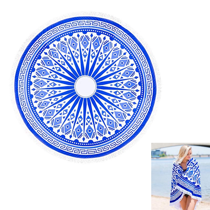 60'' Round Fringed Beach Towel 1