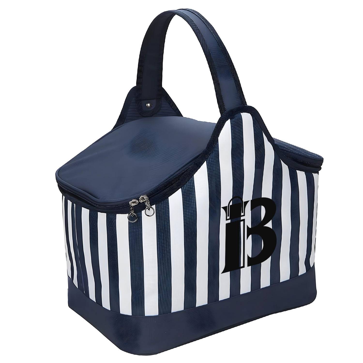 Personalized Zebra-Striped Oxford Picnic Handbag 1