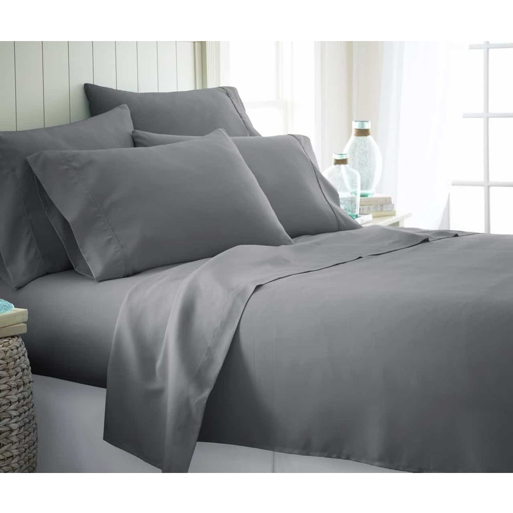 Microfiber Bed Sheets - Gray Twin XL 4 Piece Set 2
