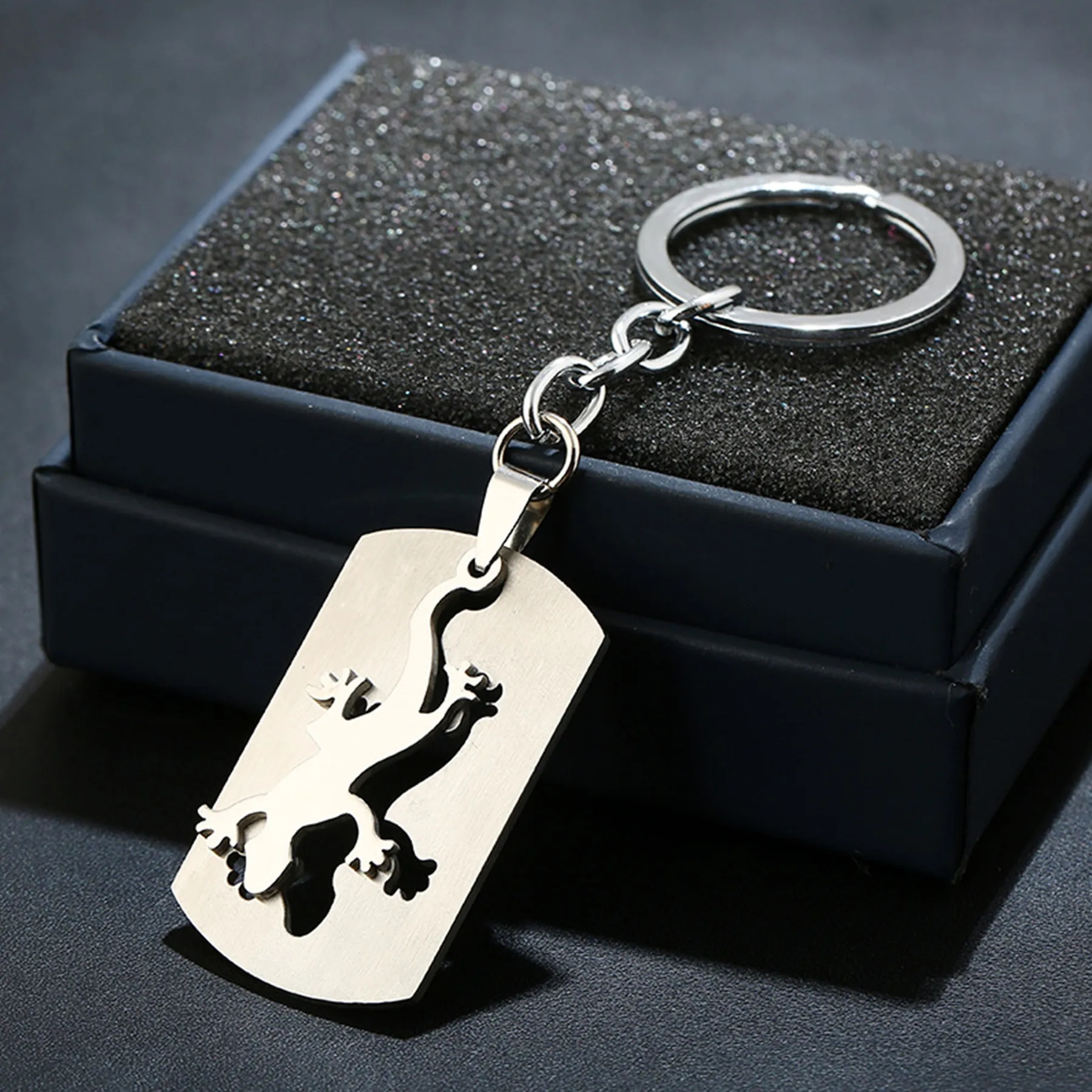 Stainless Steel Gecko Bicycle Keychain 6