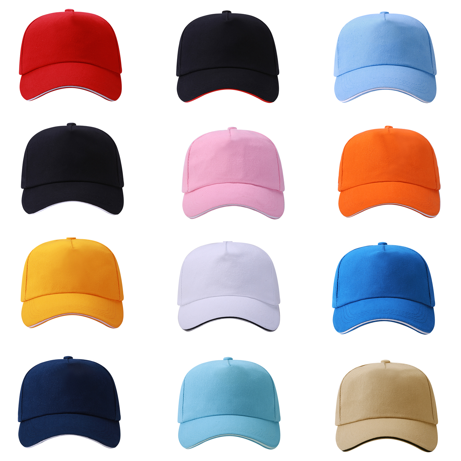 Stock Single-Yarn Drill Cotton 5 Panel Cap w/Double Buckle Back Fastener 5