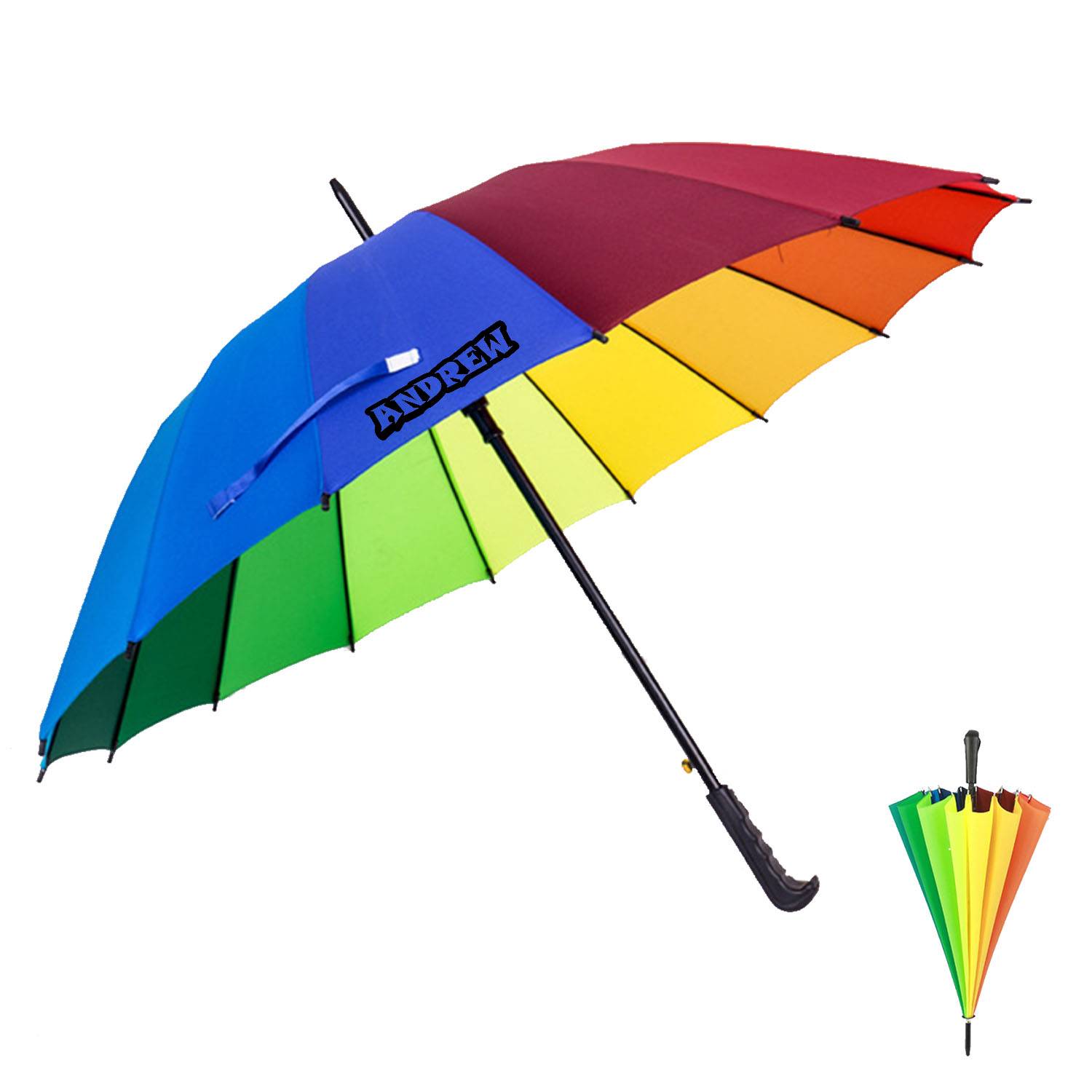 Auto Open 16-Panel Frame Rainbow Umbrella 9
