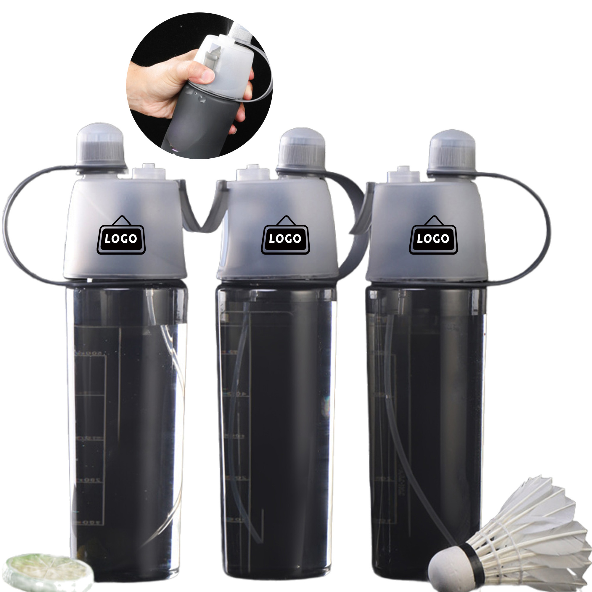 MOQ50 Portable Mist Spray Water Bottle Hydration Cooling 2