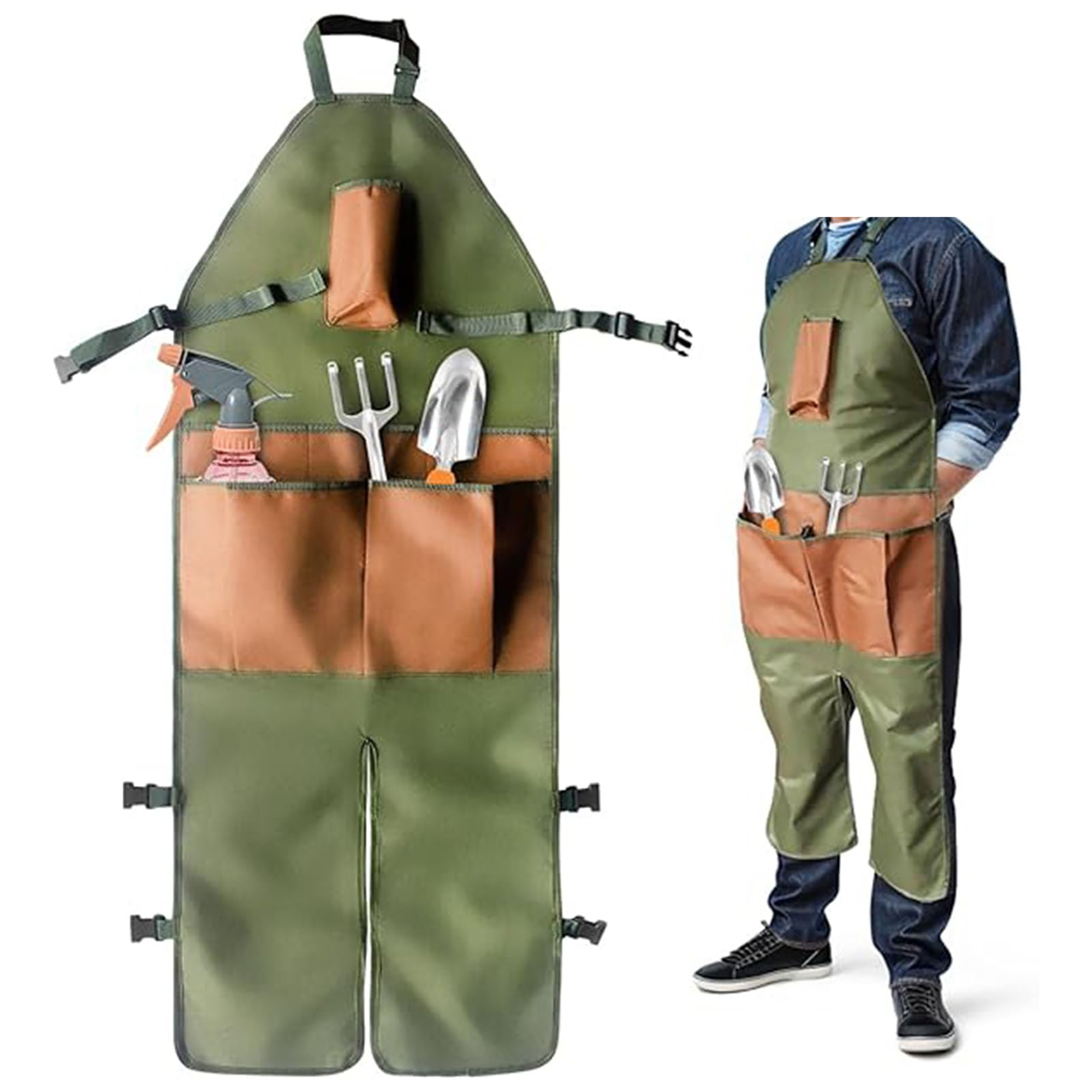 Durable Oxford Fabric Gardening Apron with Extended Coverage and Multiple Pockets 7