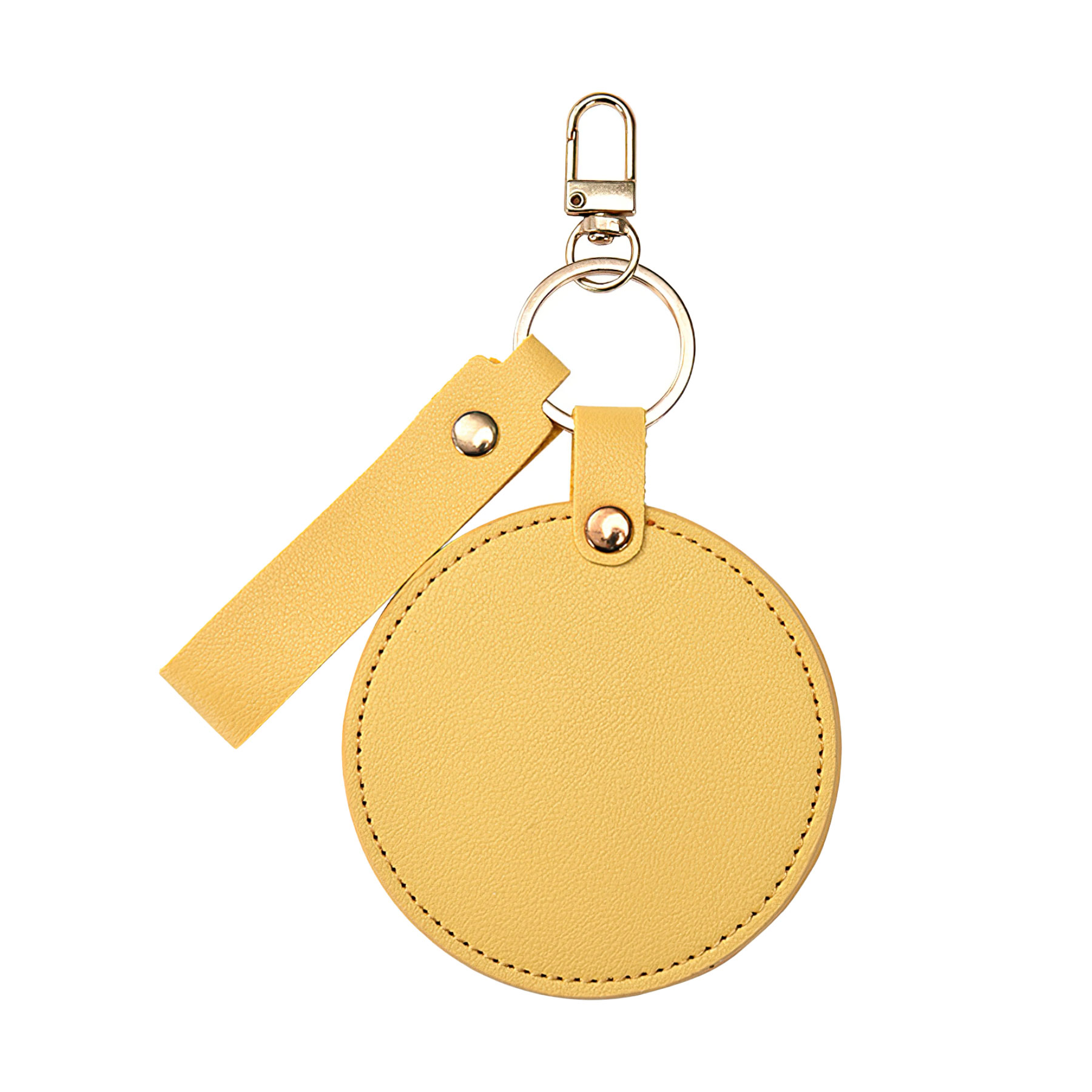 Compact Round Leather Makeup Mirror Keychains 12