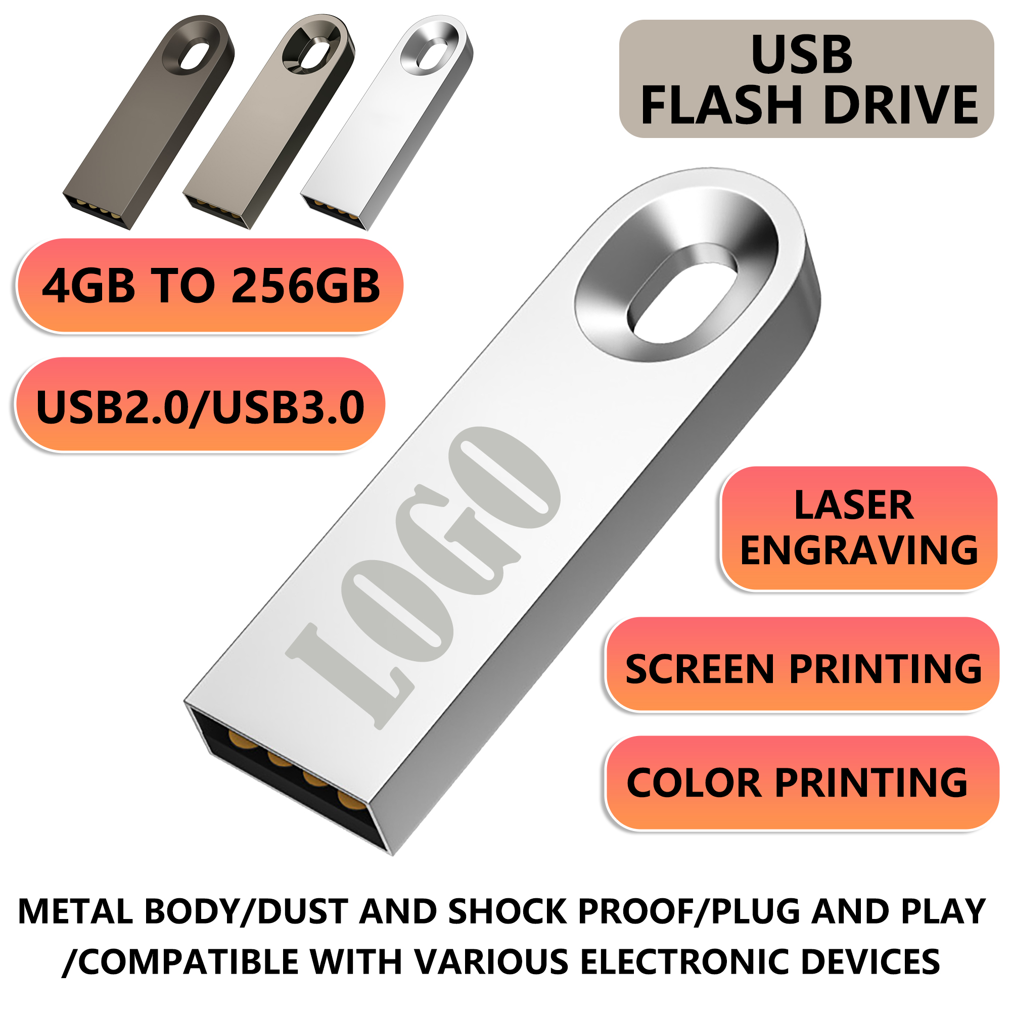 high-capacity metal USB flash drive attached to a keyring 1