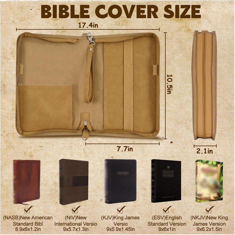 PU Leather Waterproof Large Bible Case for Women Carrying Book Case with Handle Bible Bags 4