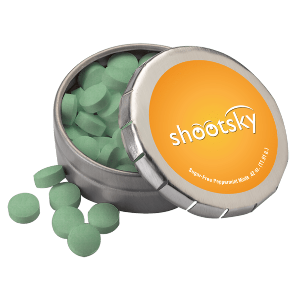 1 3/4" Small Round Push Tin with Mints 13