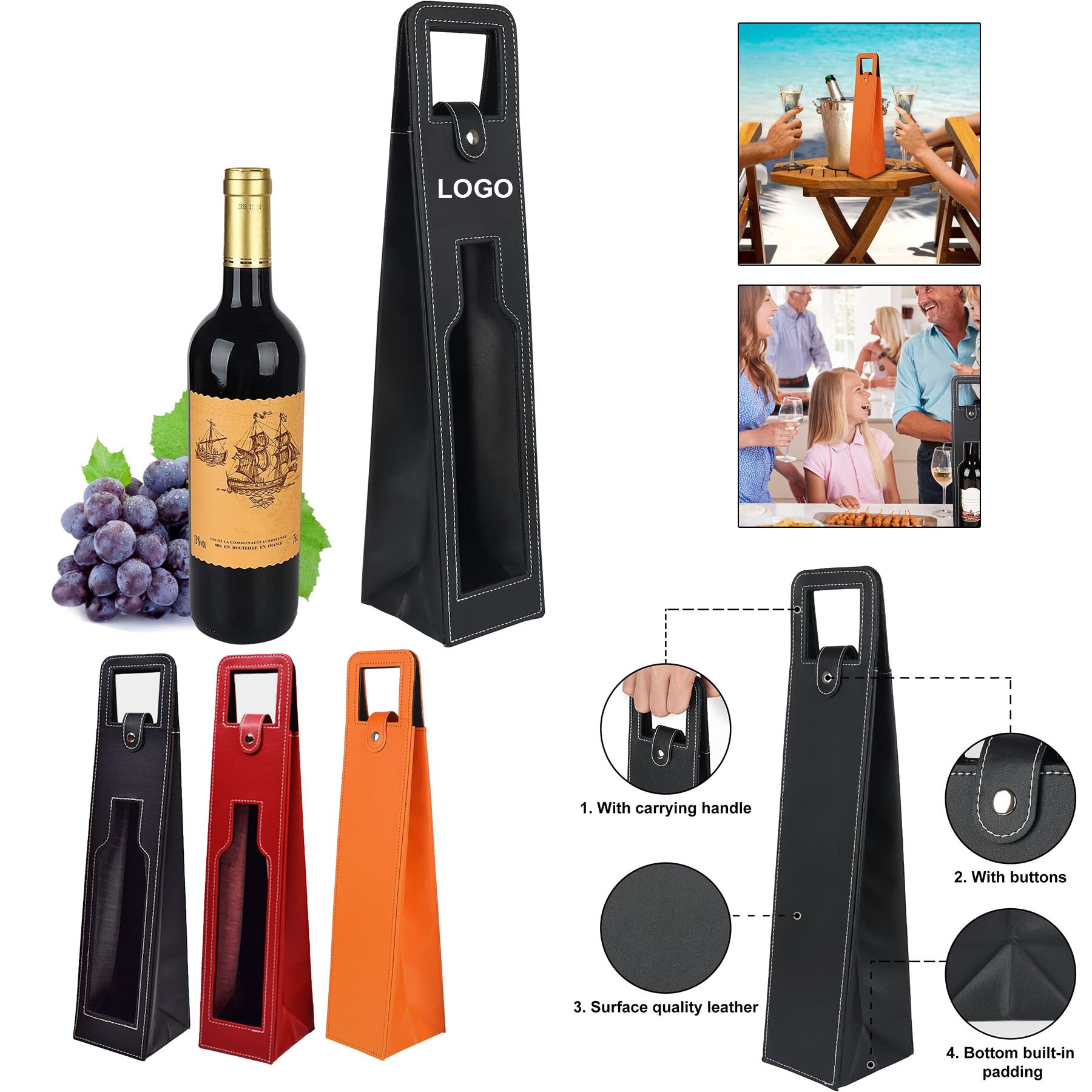 Leather Wine Tote Bag 1