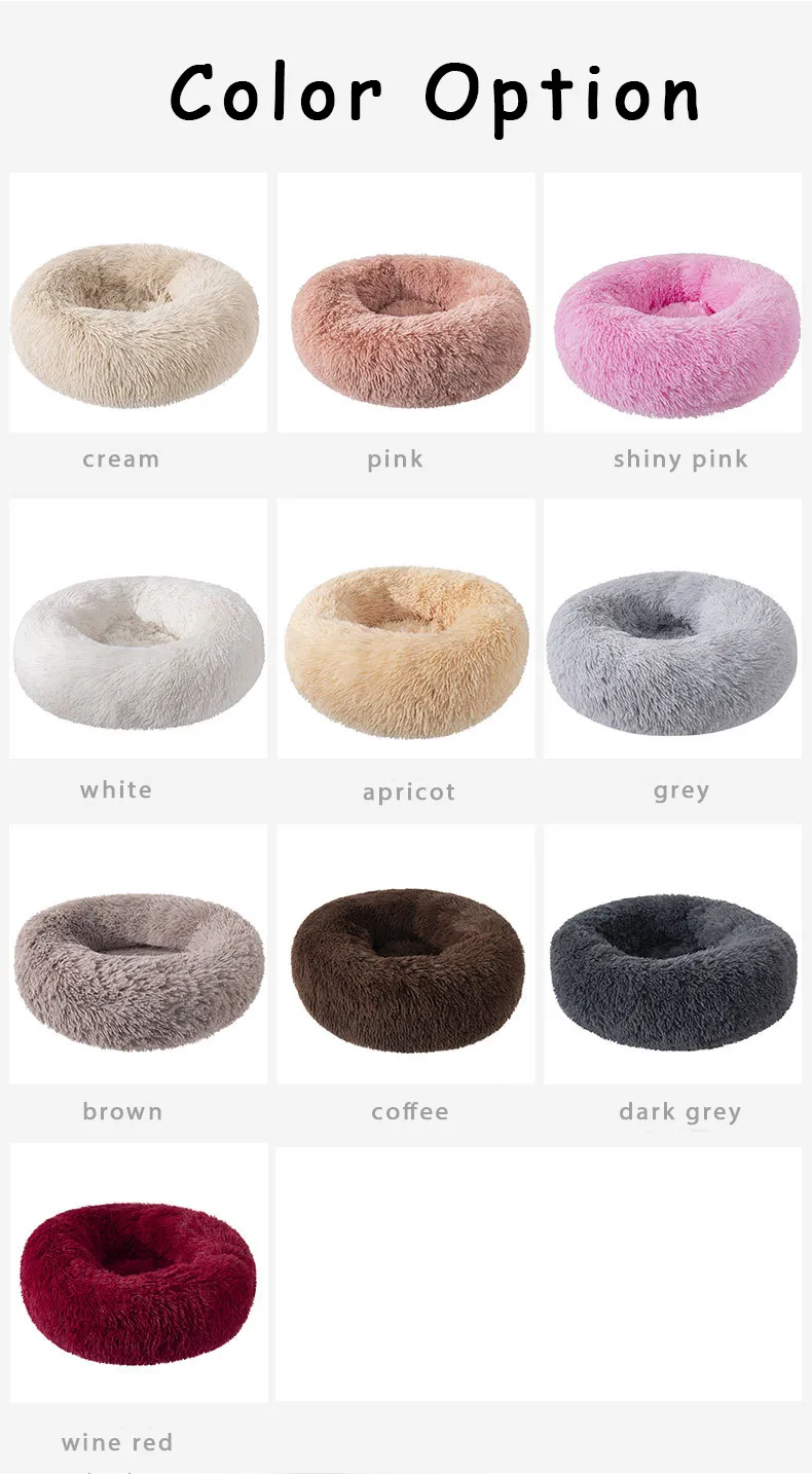 Soft Pet Dog Cat Bed  Round Plush Calming Portable 2