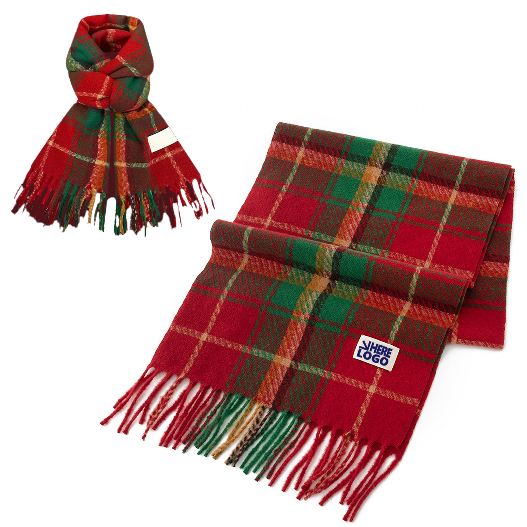 Scarf Plush Plaid Feel Versatile Fashion Accessory Christmas 3