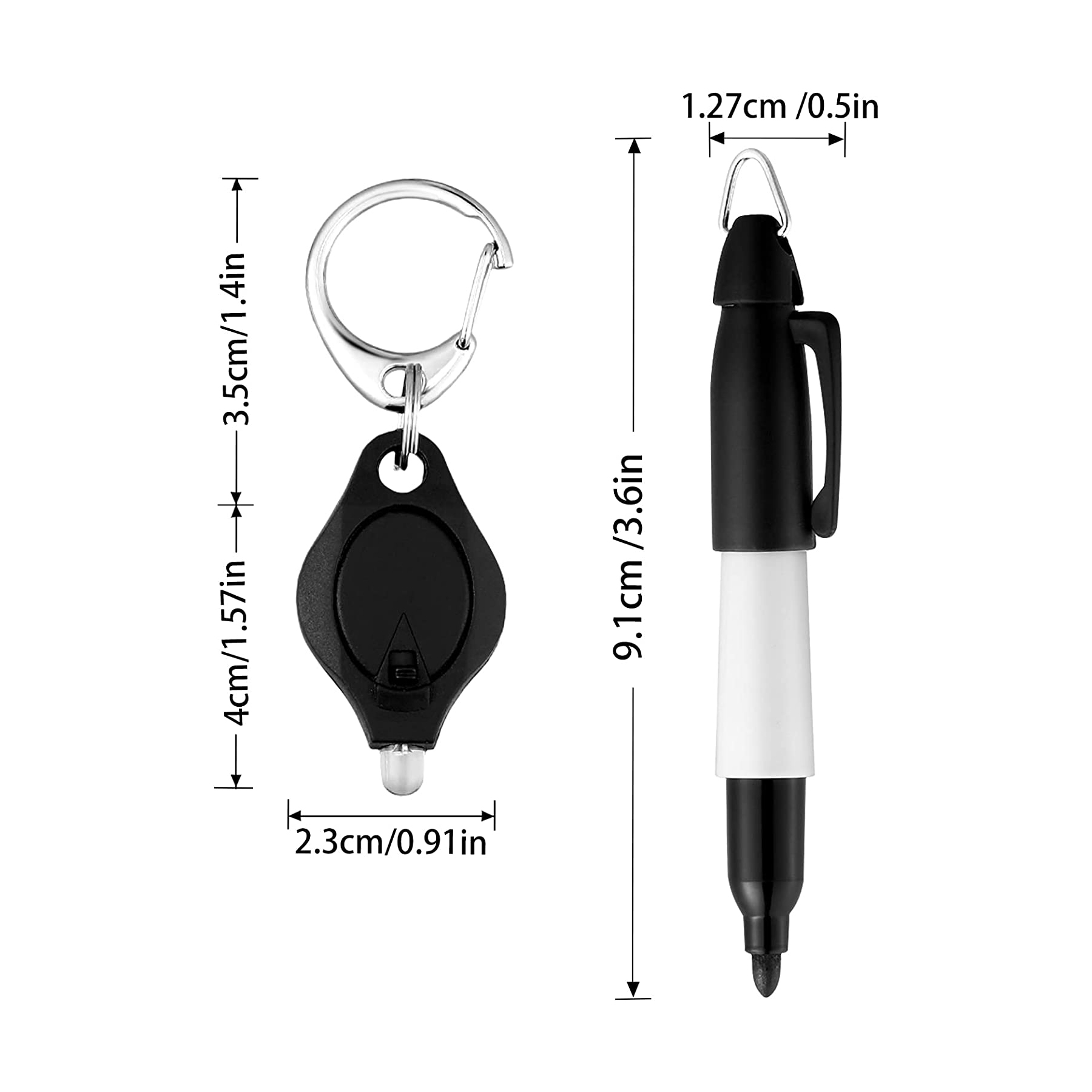 Mini Flashlight Keychain Permanent Marker 1