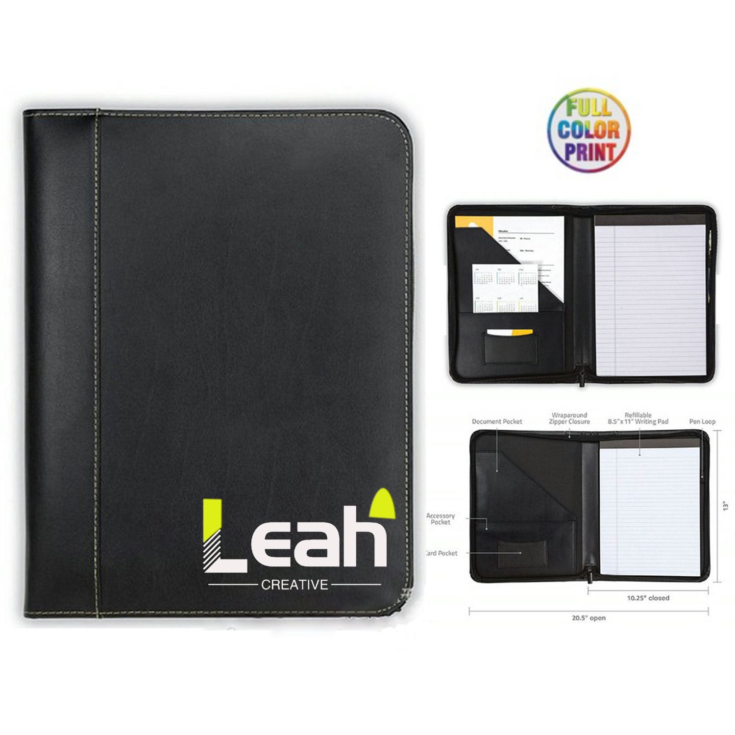 Woven Leatherette Portfolios-Full Color Print 1