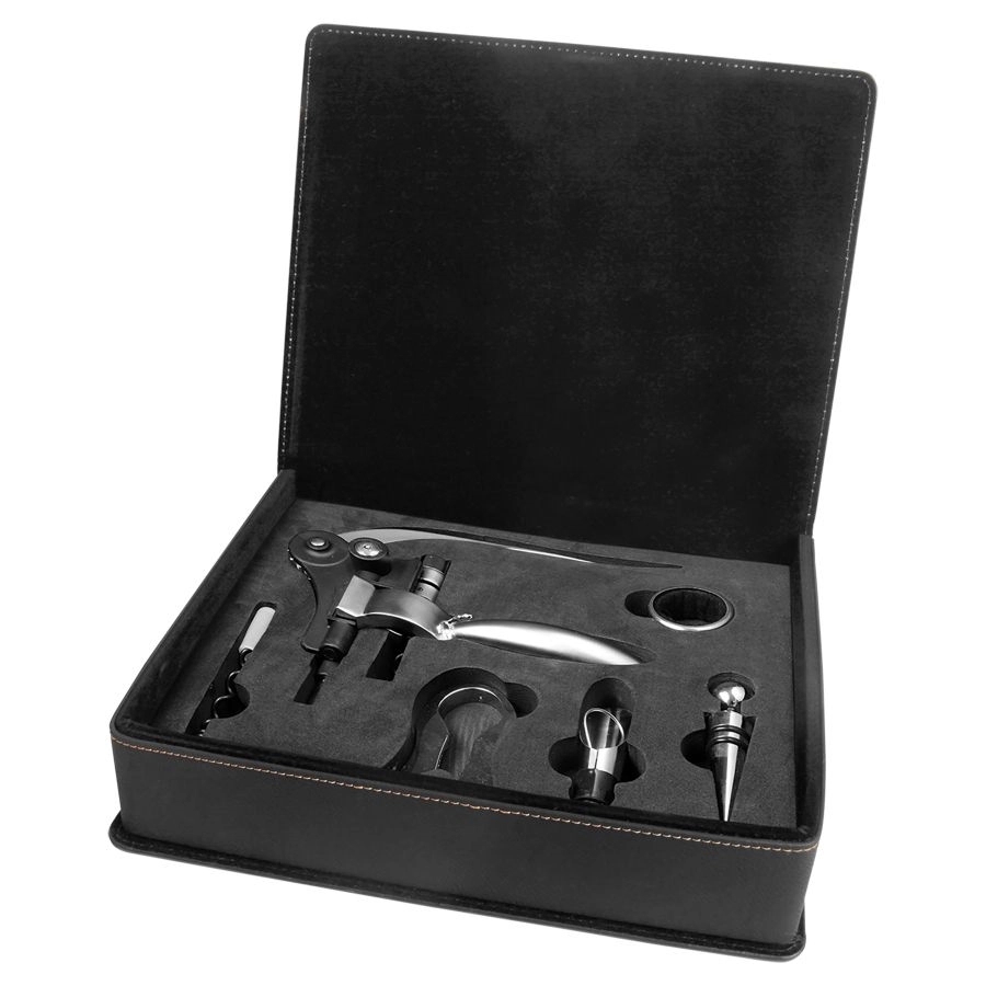Light Brown Leather Wine 5 Piece Tool Set 3