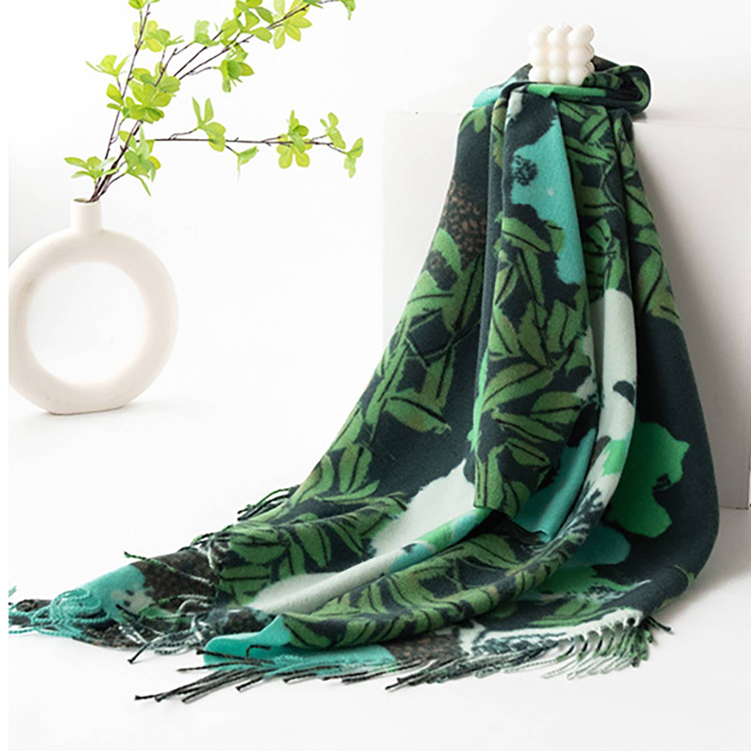 Women's Thickened Polyester Tie-Dye Scarf w/ Tassels 5