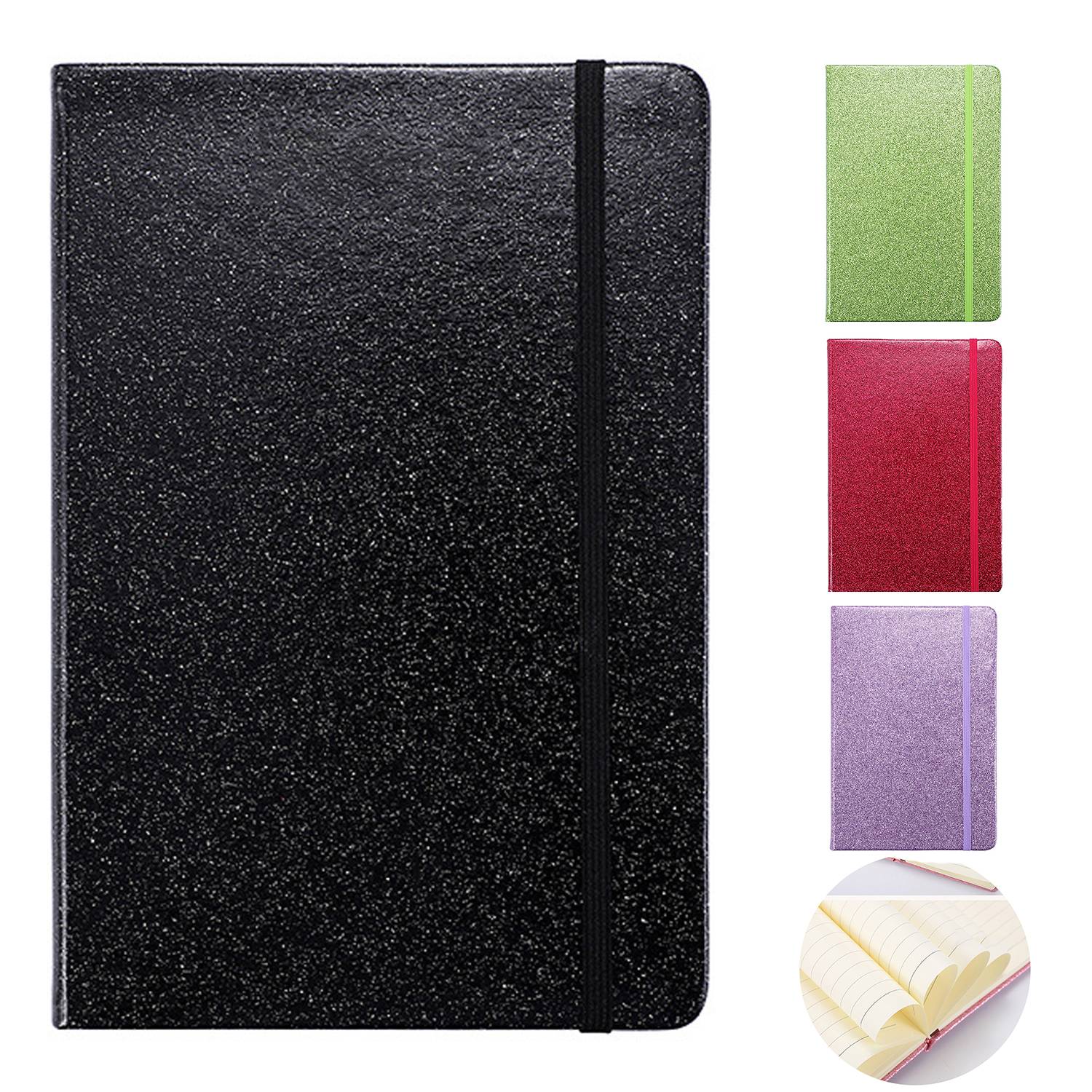 A5 Glitter PU Leather Notebook w/ Strap 8