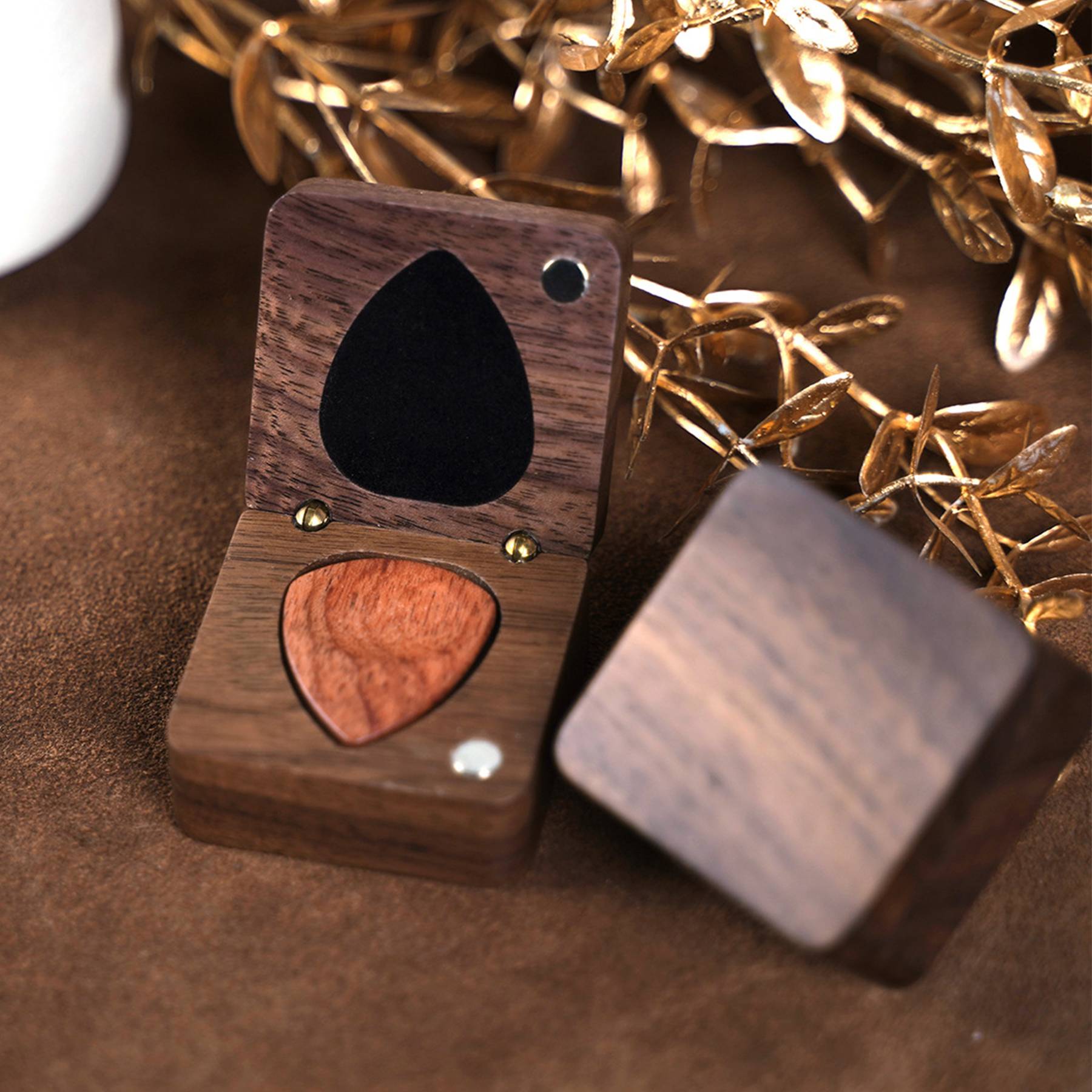Wooden Guitar Pick Box Set 6