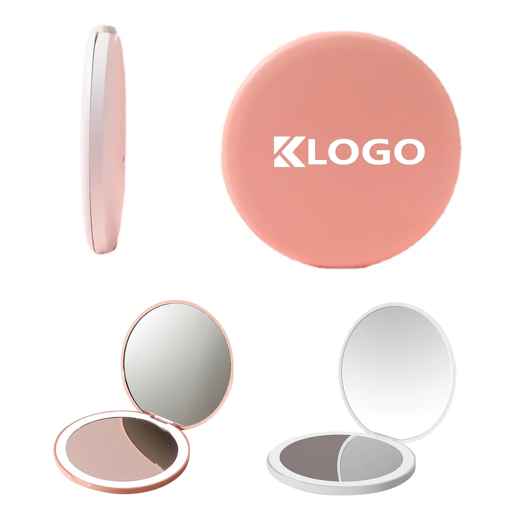 LED Mirror Rechargeable Compact 1x/2x Magnification 1