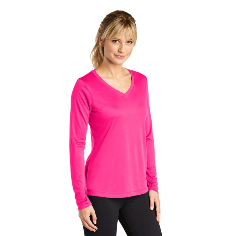 Sport-Tek Women's Long Sleeve PosiCharge Competitor V-Neck Tee. 36