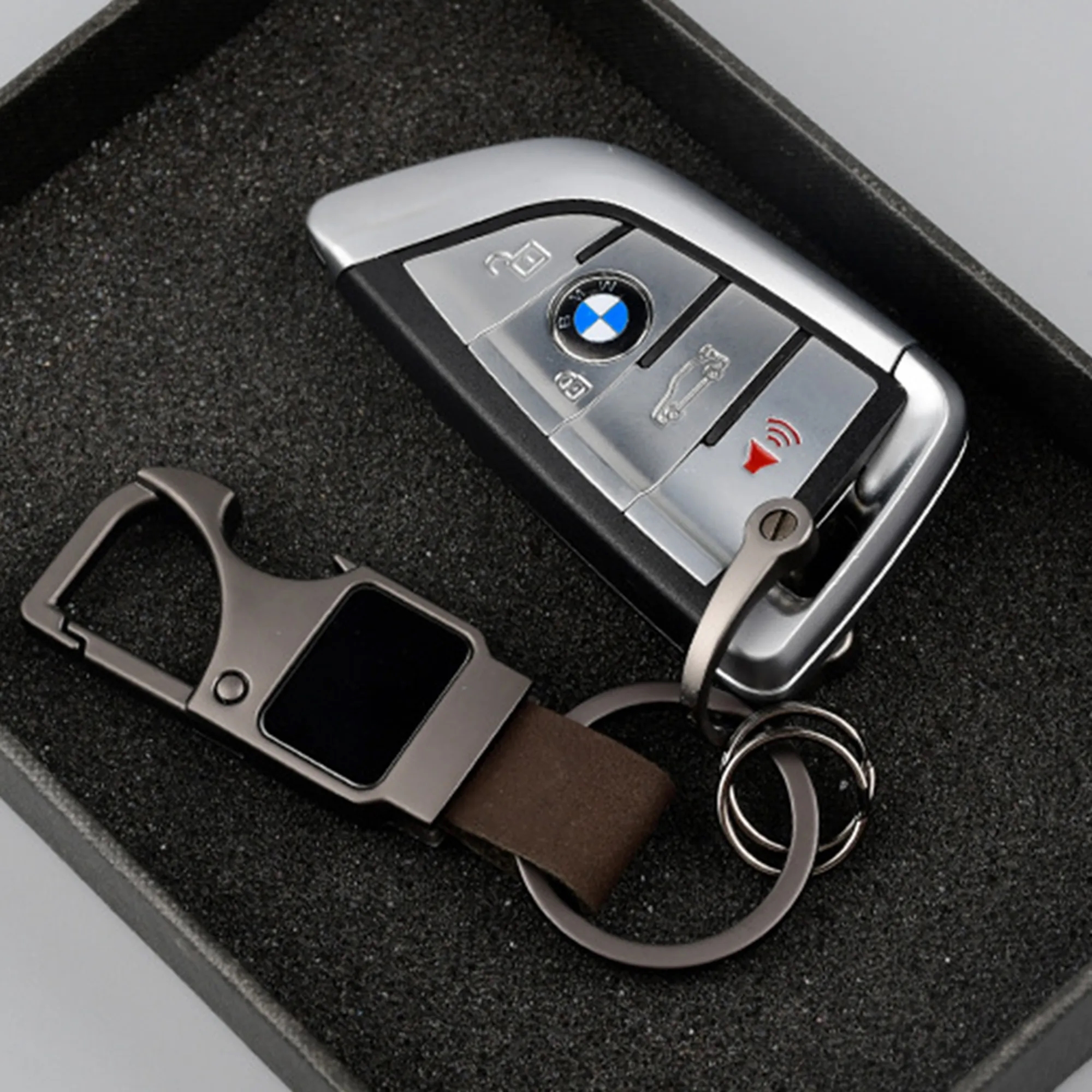 Leather Bottle Opener Keychain With Waist Hook For Car Home 3