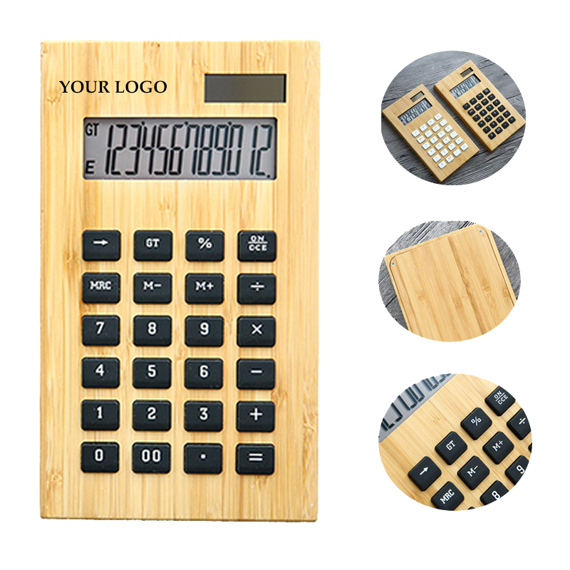 Mini Wooden Solar Dual Power Calculator 2