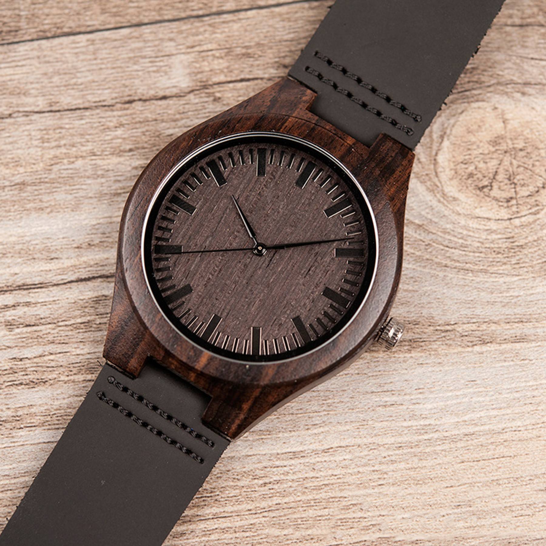Wood Watch with Leather Strap 1