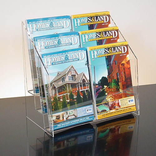 Countertop Brochure Holder All Clear 3-tier 6 pockets for 5-1/2"