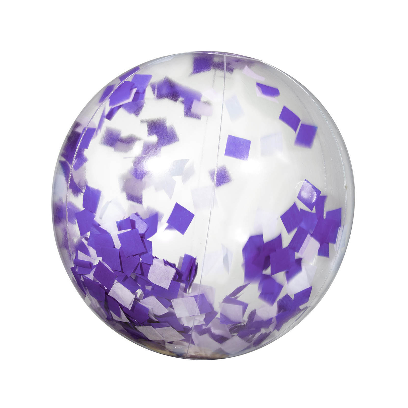 16" Purple and White Confetti Filled Round Clear Beach Ball 2
