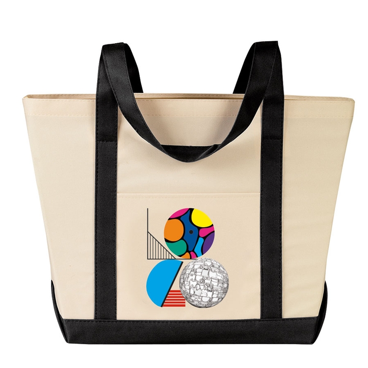 Two-Tone Boat Bag w/ Self Fabric Shoulder Handles 4