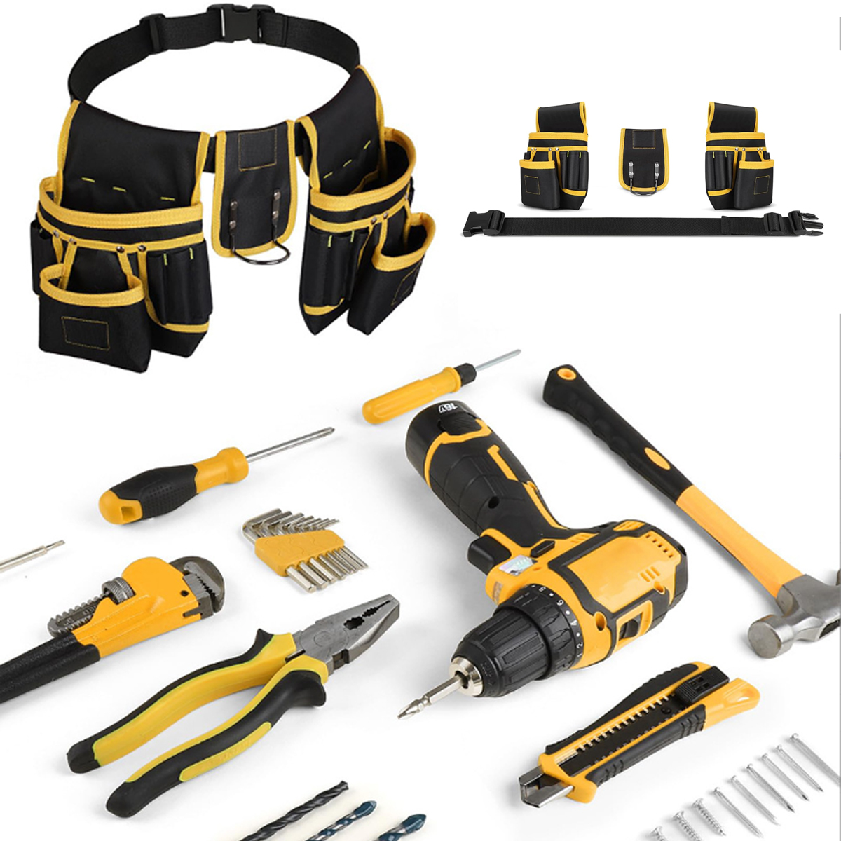Durable Tool Belt W/ Adjustable Strap Multiple Pockets 3