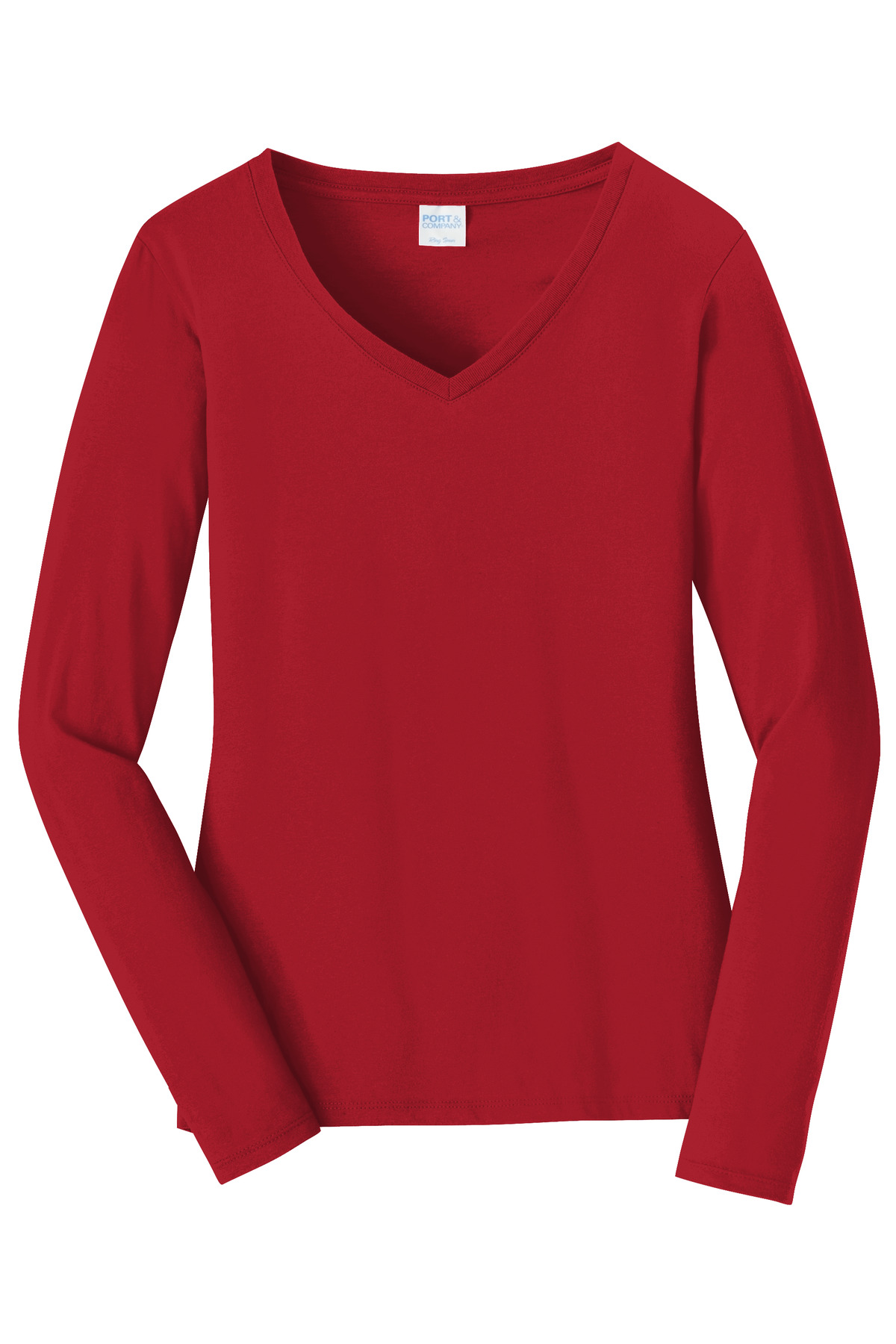 Port & Co Women's Long Sleeve Fan Favorite V-Neck Tee. LPC450VLS 1