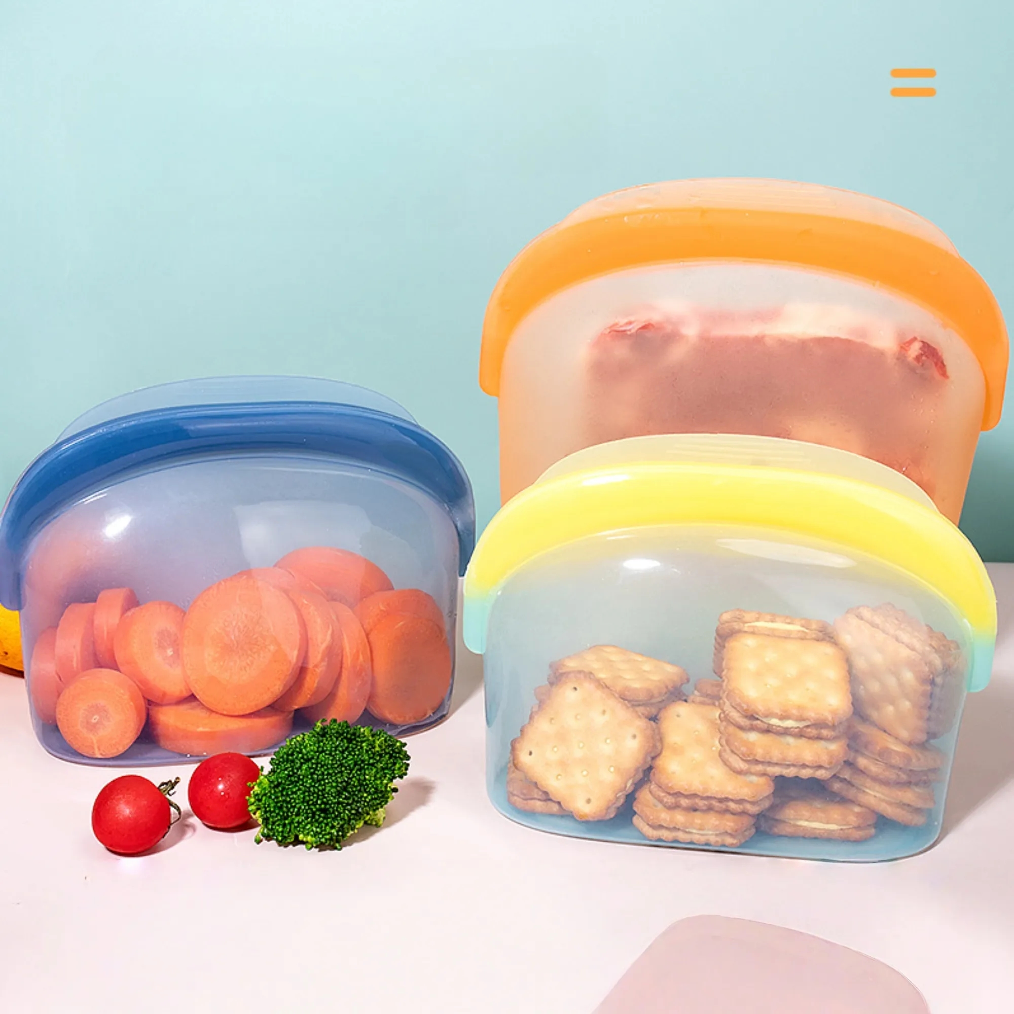 16Oz Reusable Silicone Food Storage Bag Airtight For Freezer 2