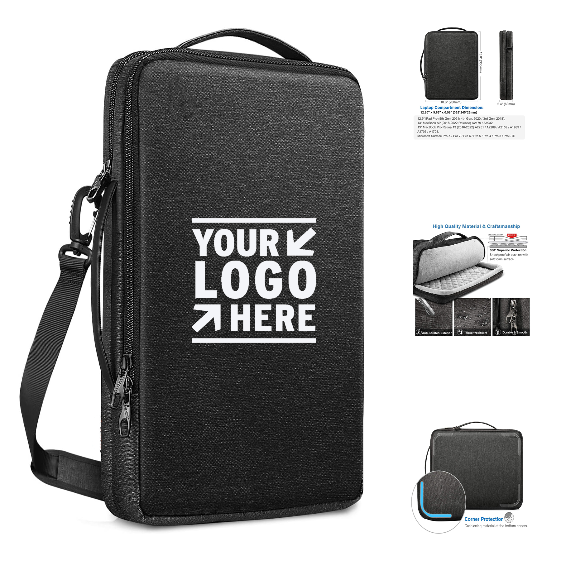 MacBook Pro 14-inch M2 M1 2023-2021 Air/Pro 13-inch Dell XPS 13 Acer Chromebook Laptop Shoulder Bag 2