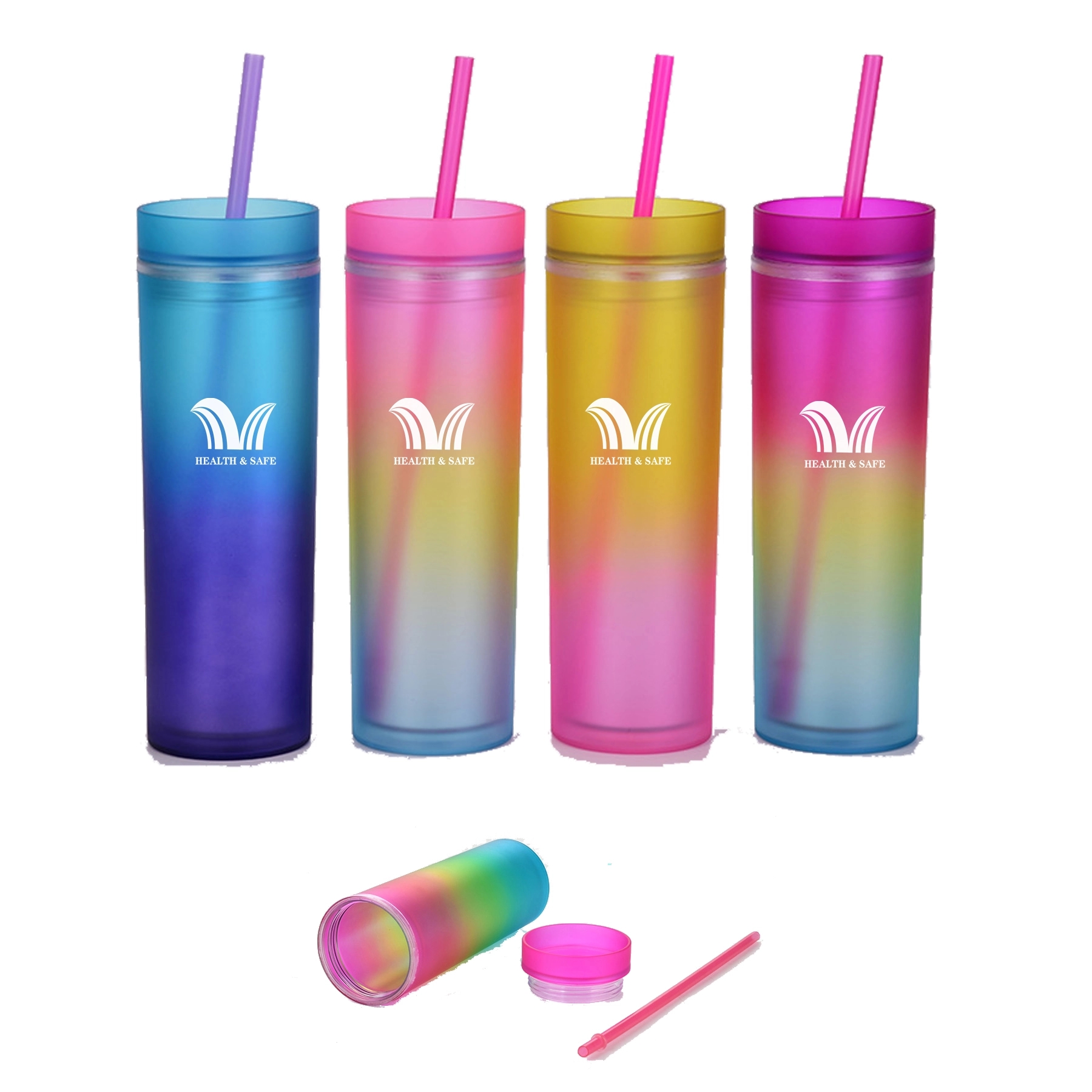 16OZ SKINNY Reusable Water Cup With lid 2