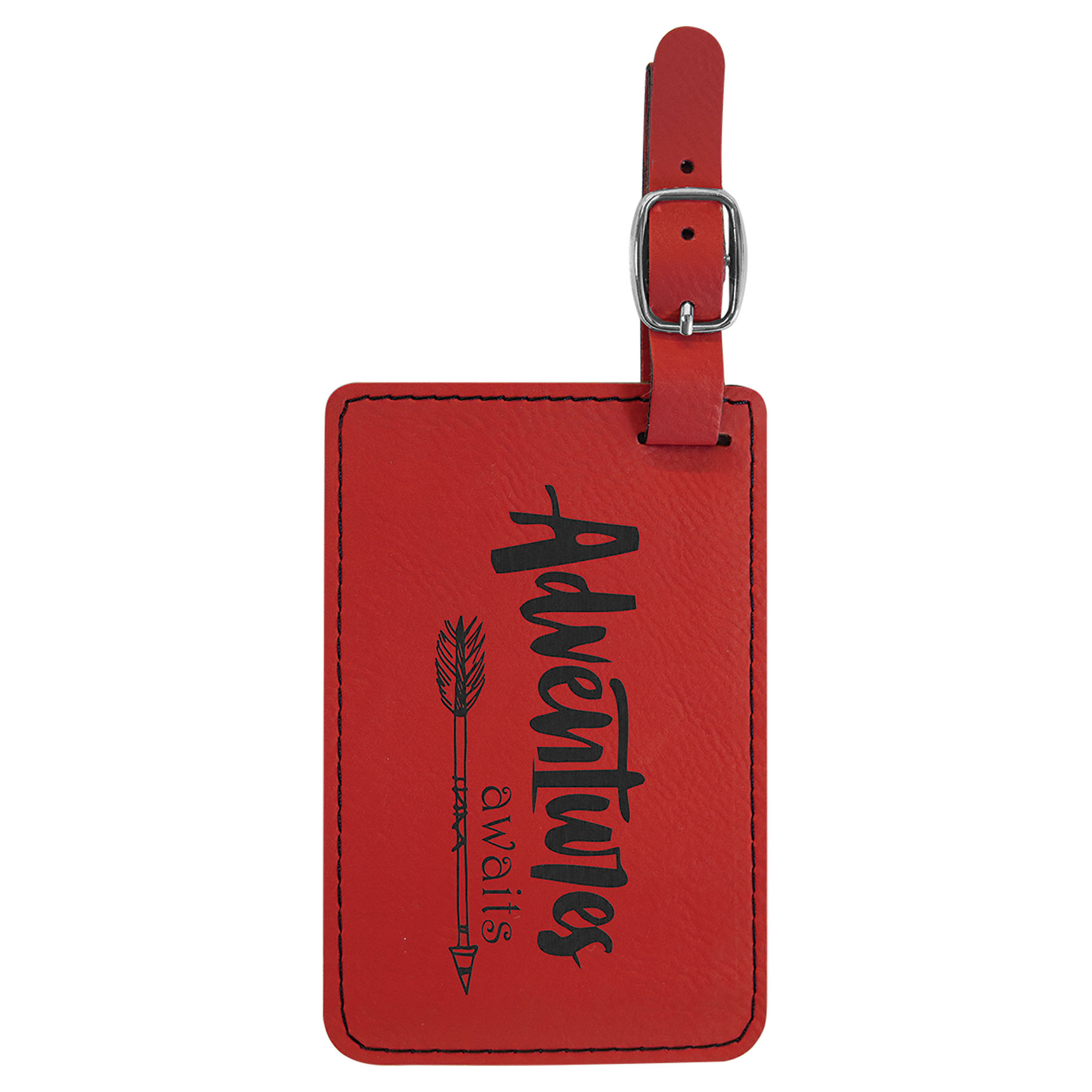 4 1/4" x 2 3/4" Red Leatherette Luggage Tag 2