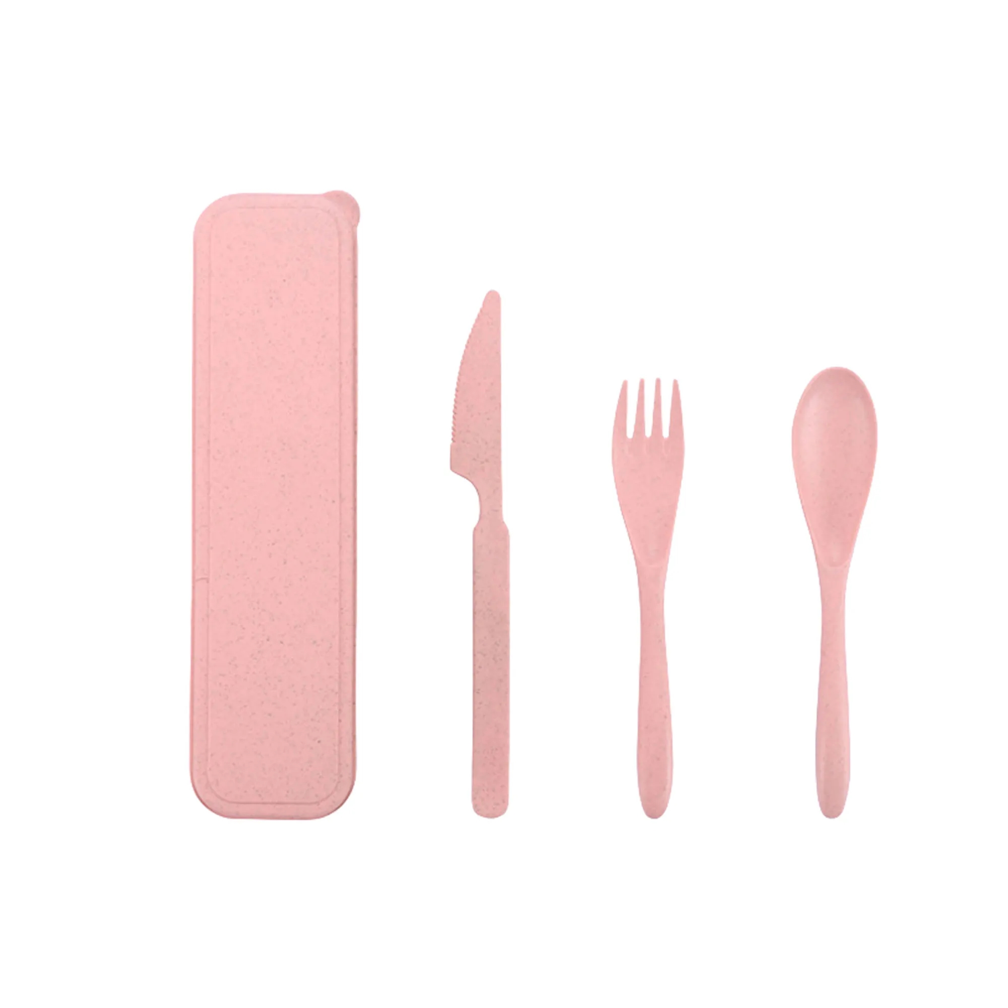 4 Pcs Portable Wheat Straw Cutlery Set With Case 8