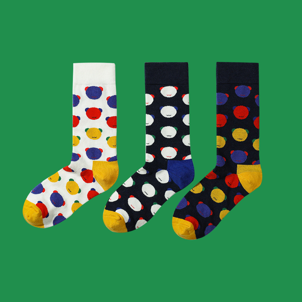 Custom Jacquard Bear Head Pattern Dress Socks