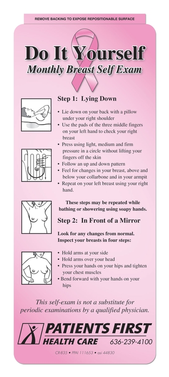 Repositionable Information Card - Monthly Breast Self Exam Guidelines 1
