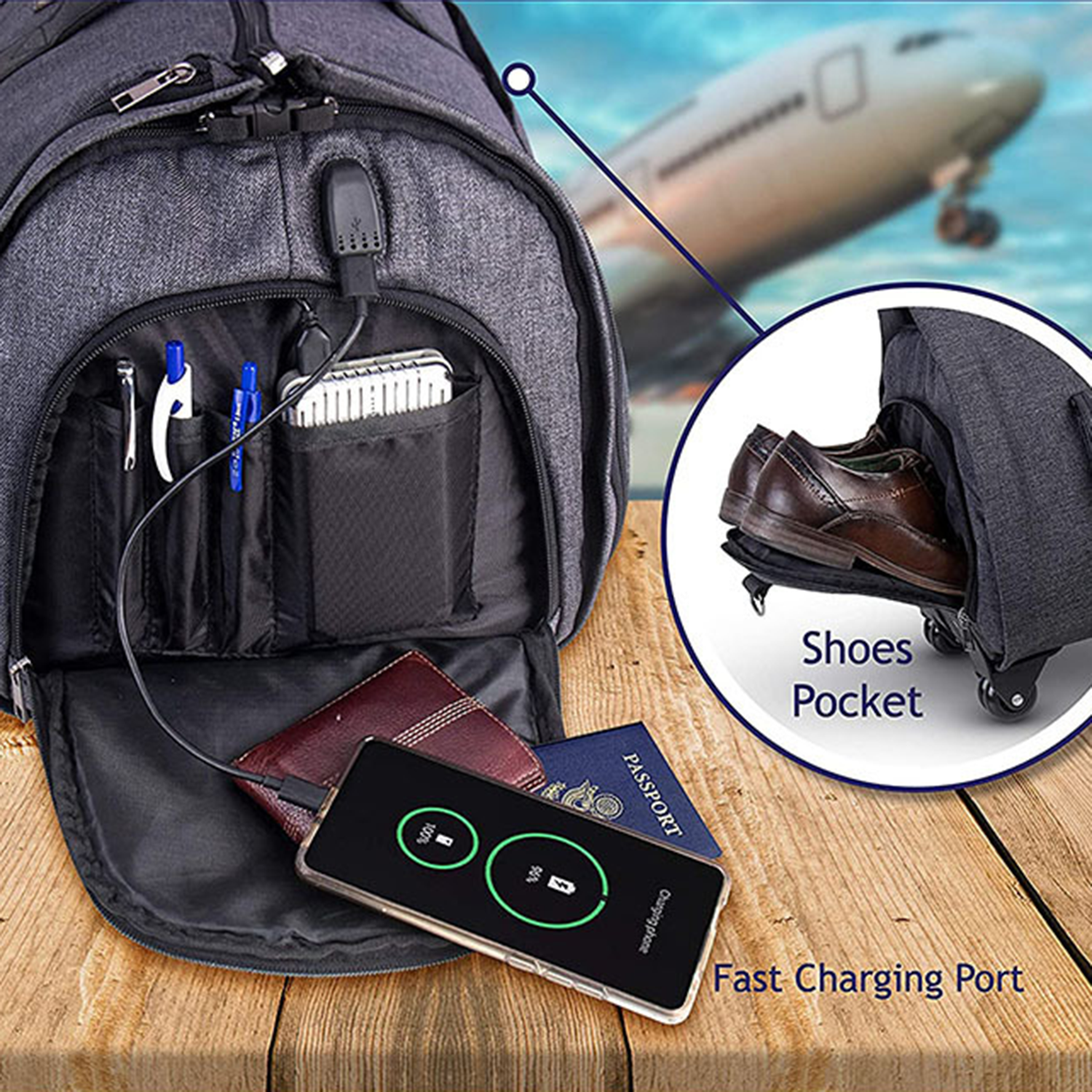 Large Capacity Oxford Travel Storage Duffel Bag With Wheel 2