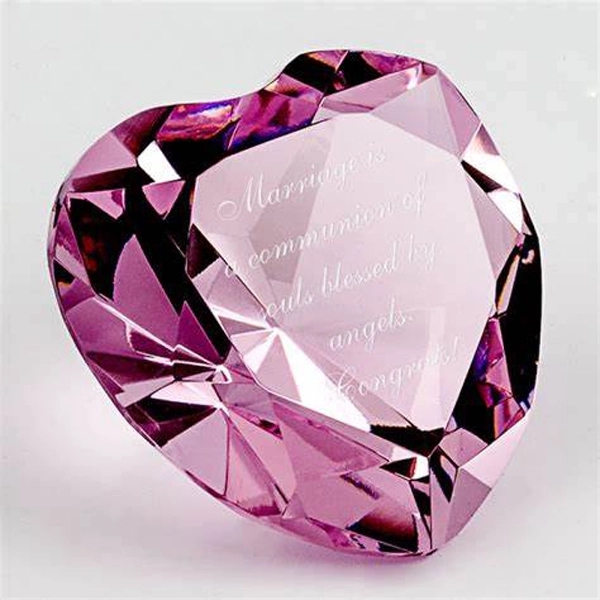 Engraved Crystal Heart Diamond Paperweight 7