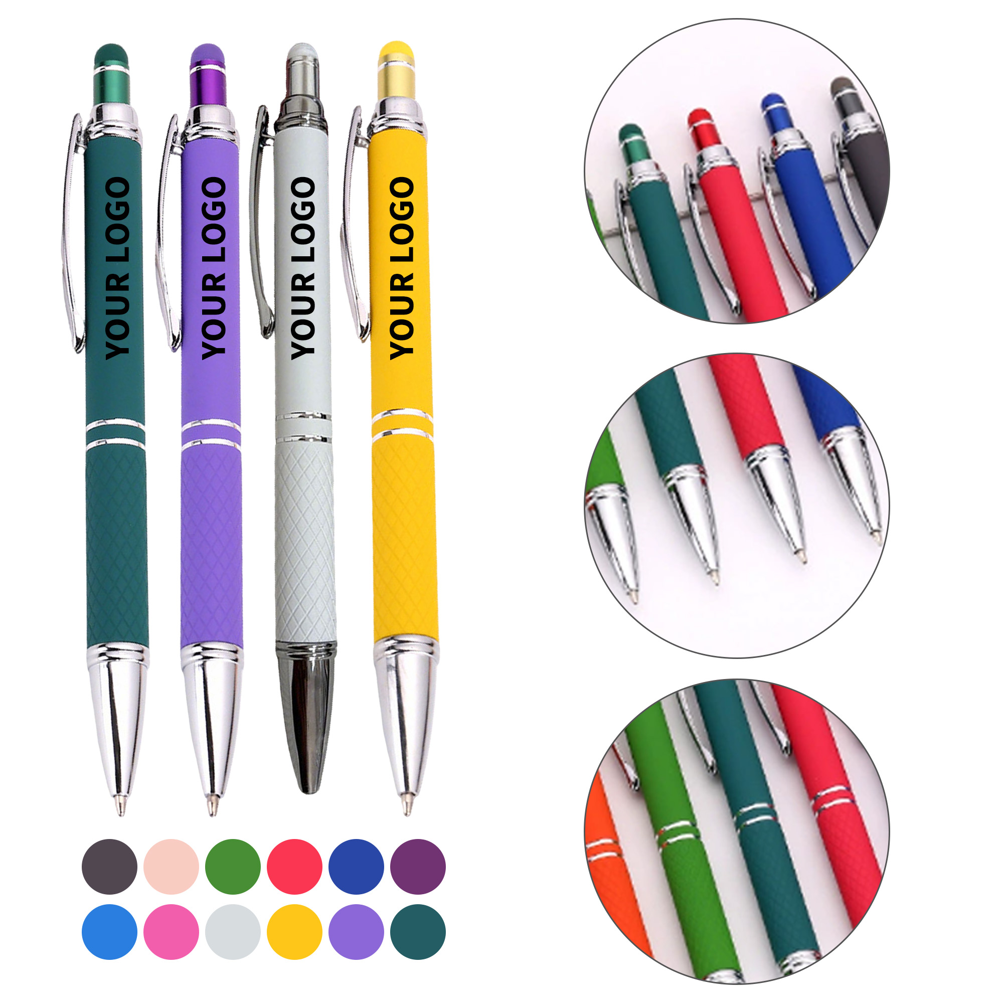 Metallic Stylus Ballpoint Pen With Soft Touch 5.5" Length 11