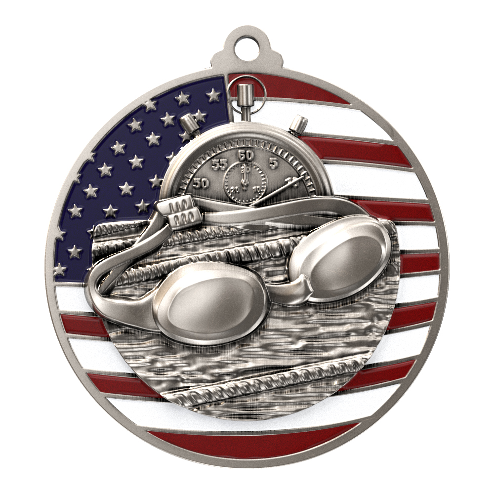 Swimming Patriotic Medallion (2-3/4") 3